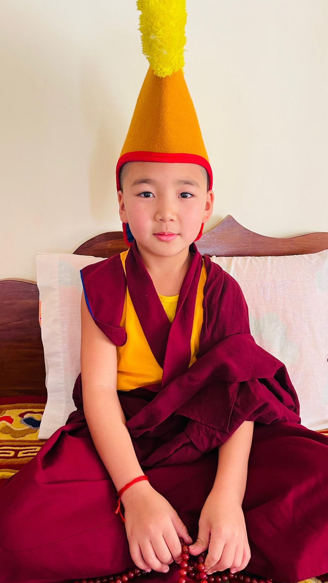 Loden Rinpoche With Hat Rinpoche with beatific smile during enthronement ceremony